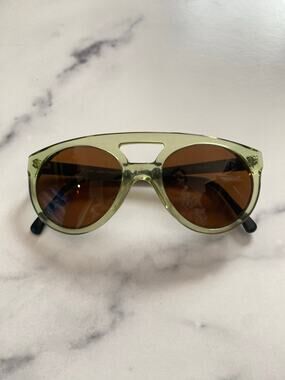 SEE Eyewear Green Acetate Aviator Sunglasses - Prescription